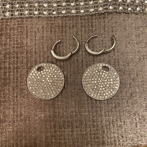 TAL DESIGNS 14KT DIAMOND EARRINGS DISCS & HUGGIES GSI1 2.55CTS W/G 585 BRAND NEW - Picture 12 of 13